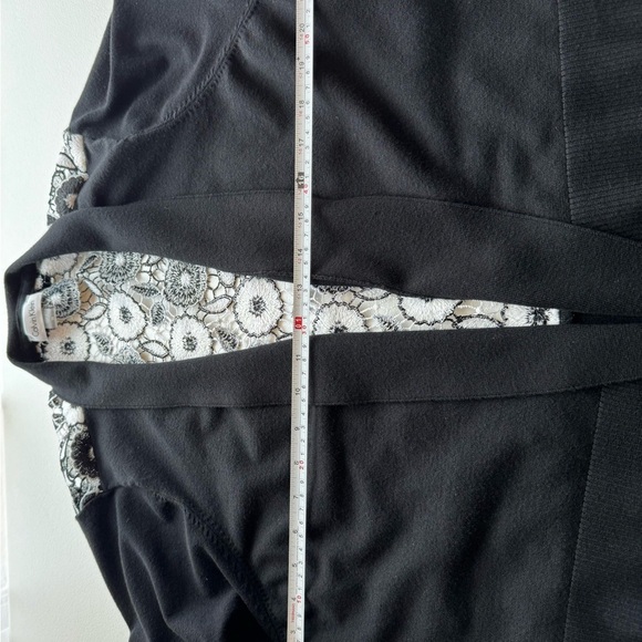 Calvin Klein Black Embroidery Floral Open Front Cardigan - Picture 7 of 9